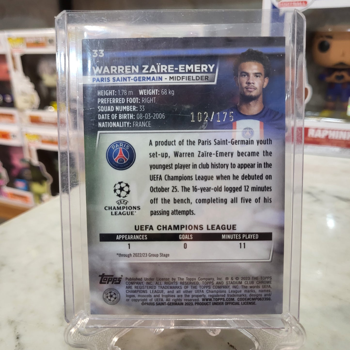 2022-23 Stadium Club Chrome UEFA Green X-Fractor #33 Warren Zaire-Emery RC /175