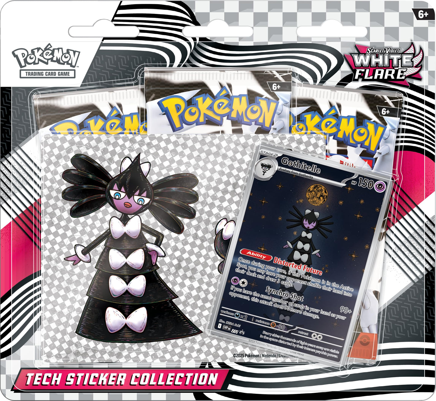 Pokemon TCG - White Flair Gothitelle Tech Sticker Collection 3 Packs Blister