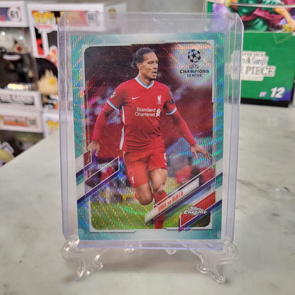 2020-21 Topps Chrome UCL Soccer Aqua Wave Refractor #46 Virgil Van Dijk 28/199