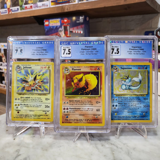 Pokemon TCG - Jolteon, Flareon & Vaporeon No Set Symbol [CGC 7.5]