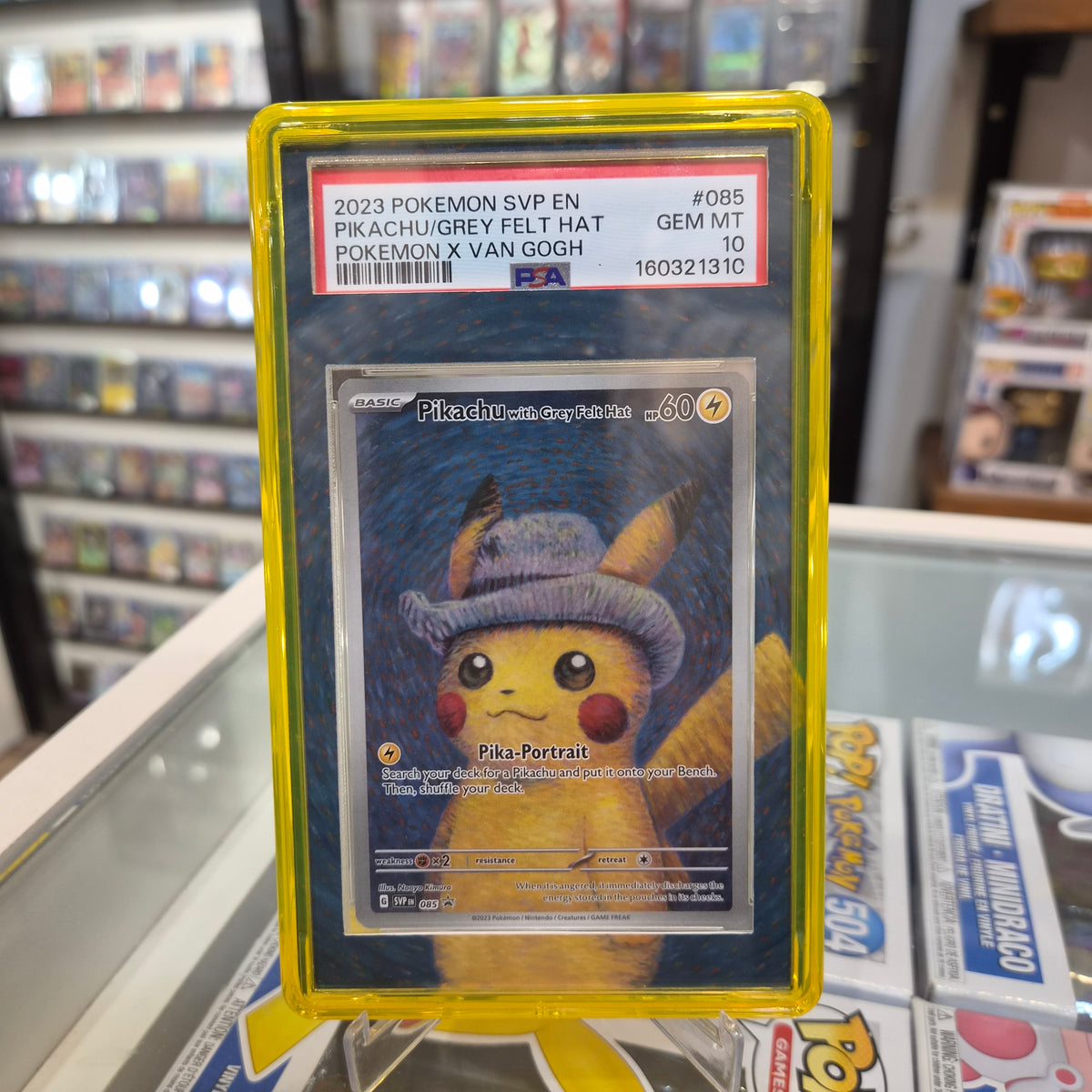 Pokemon TCG - 2023 Pikachu Grey felt Hat Van Gogh [PSA 10]