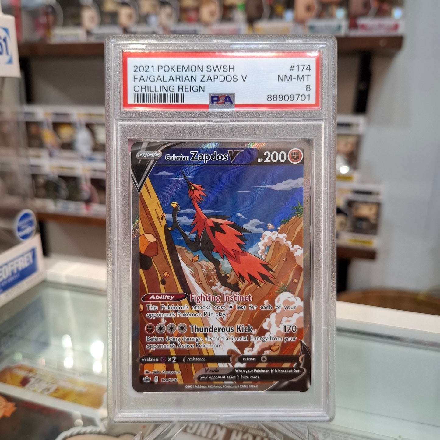Pokemon TCG - Galarian Zapdos V FA [PSA 8]