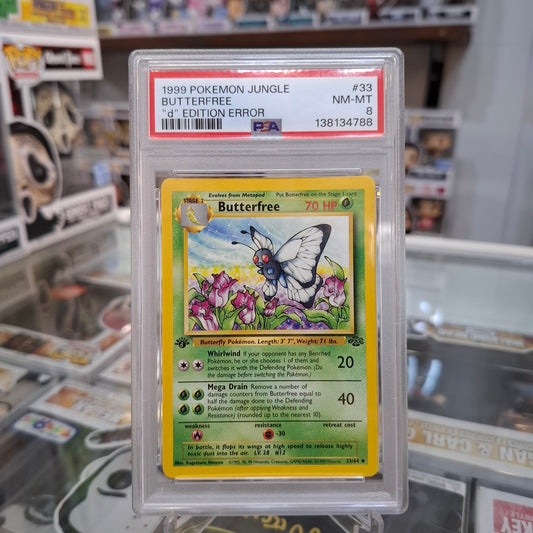 Pokemon TCG - 1999 Butterfree "d" Edition Error [PSA 8]