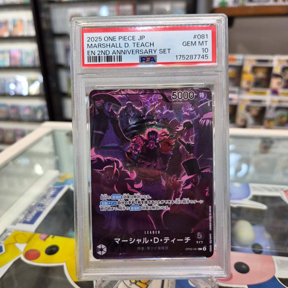 One Piece TCG - Marshall D Teach 2nd Anniversary Set Leader JP [PSA 10]