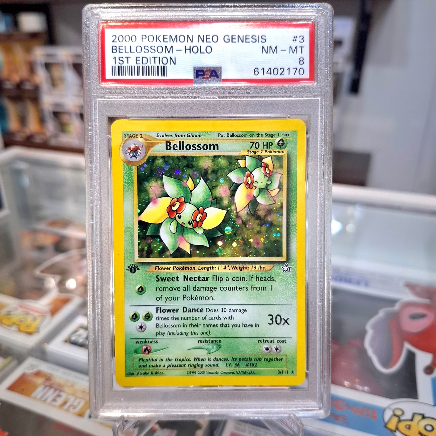 Pokemon TCG - 2000 Neo Genesis 1st Edition Bellossom Holo [PSA 8]