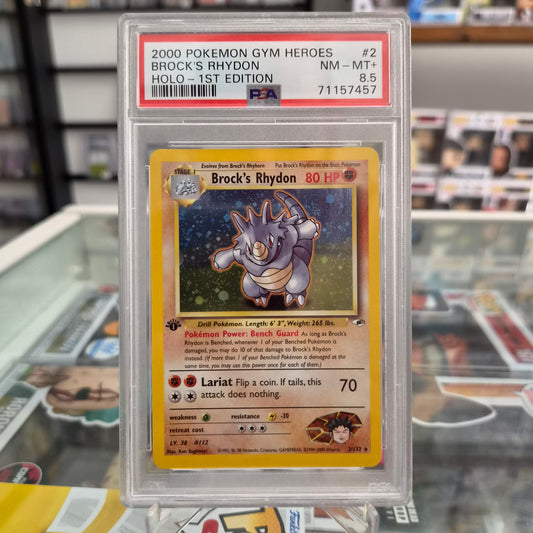Pokemon TCG - 2000 Brock's Rhydon 1st Edition Holo [PSA 8.5]