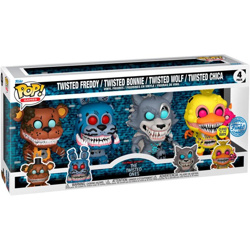 [ONLINE EXCLUSIVE] FNAF - Twisted Freddy, Twisted Bonnie, Twisted Wolf and Twisted Chica [4 Pack Glow in the Dark]