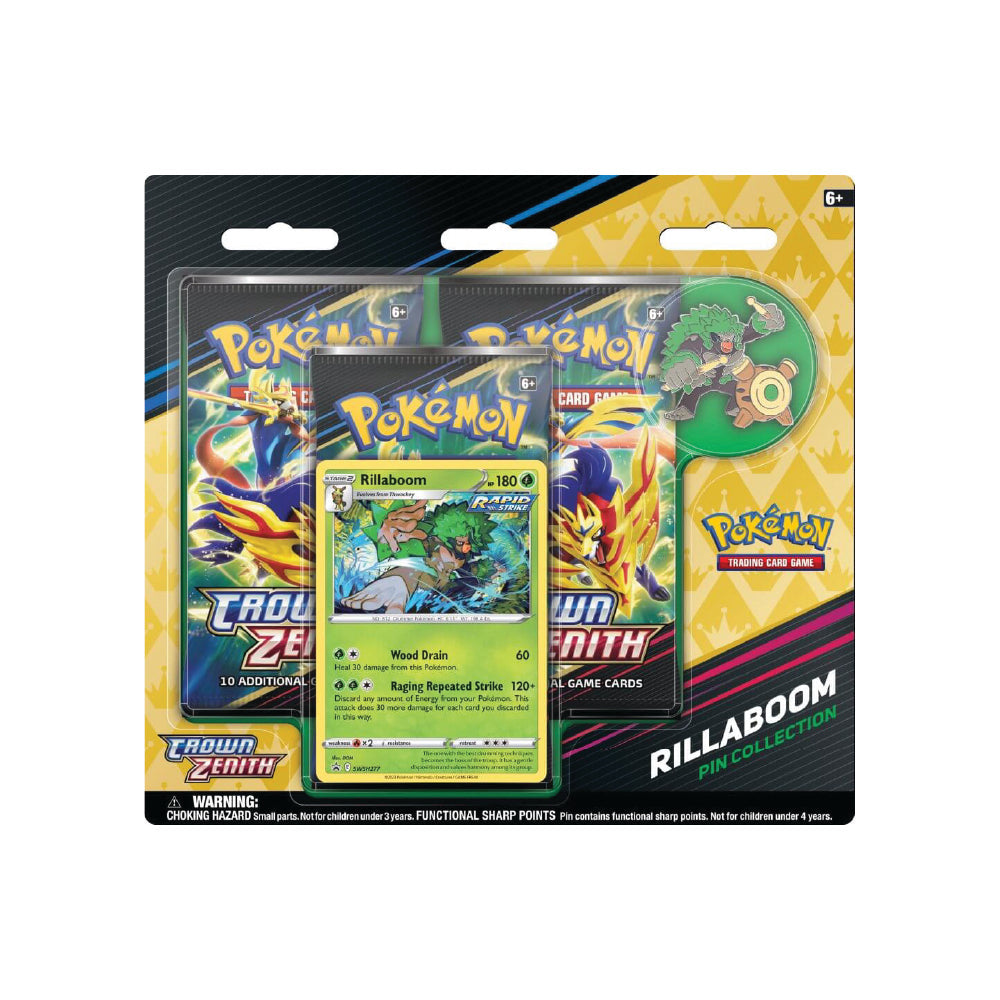 Pokemon TCG - Crown Zenith Pin Collection 3-pack Blister [Rillaboom]