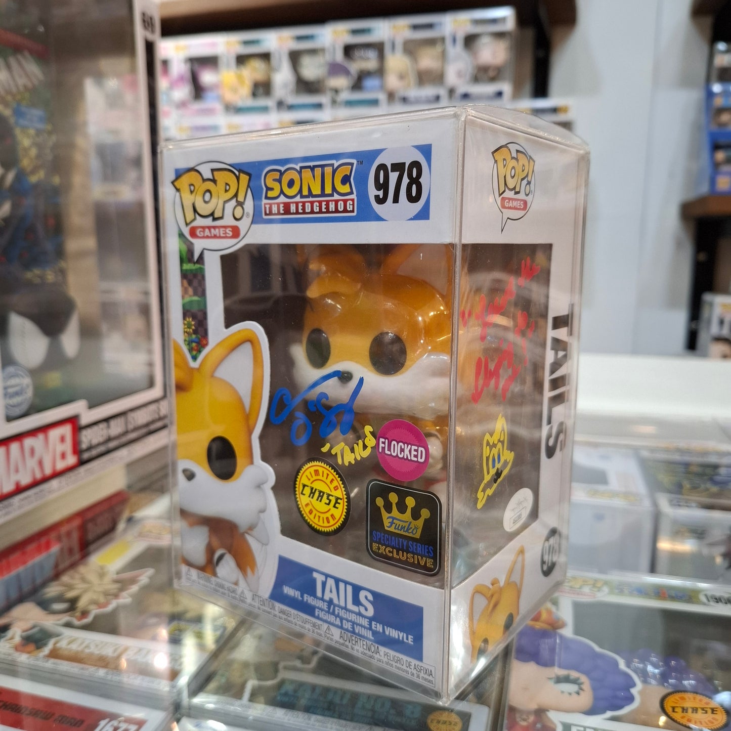 Sonic the Hedgehog - Tails Signed by Colleen O'Shaughnessey [Flocked Chase Exclusive] #978