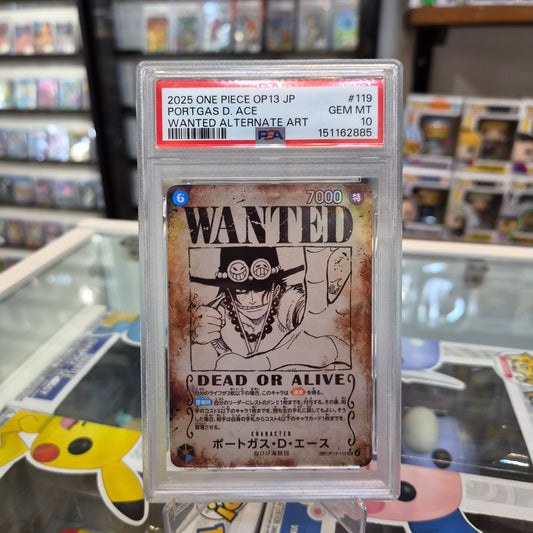 One Piece TCG - 2025 Portgas D Ace Wanted Alt Art SP JP [PSA 10]