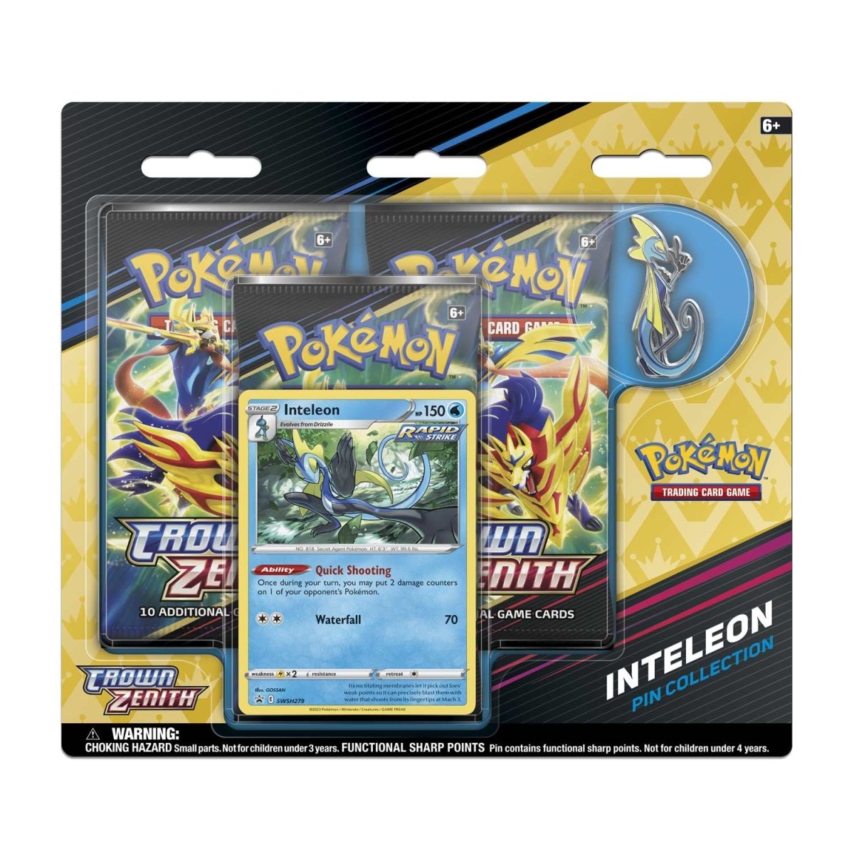 Pokemon TCG - Crown Zenith Pin Collection 3-pack Blister [Inteleon]