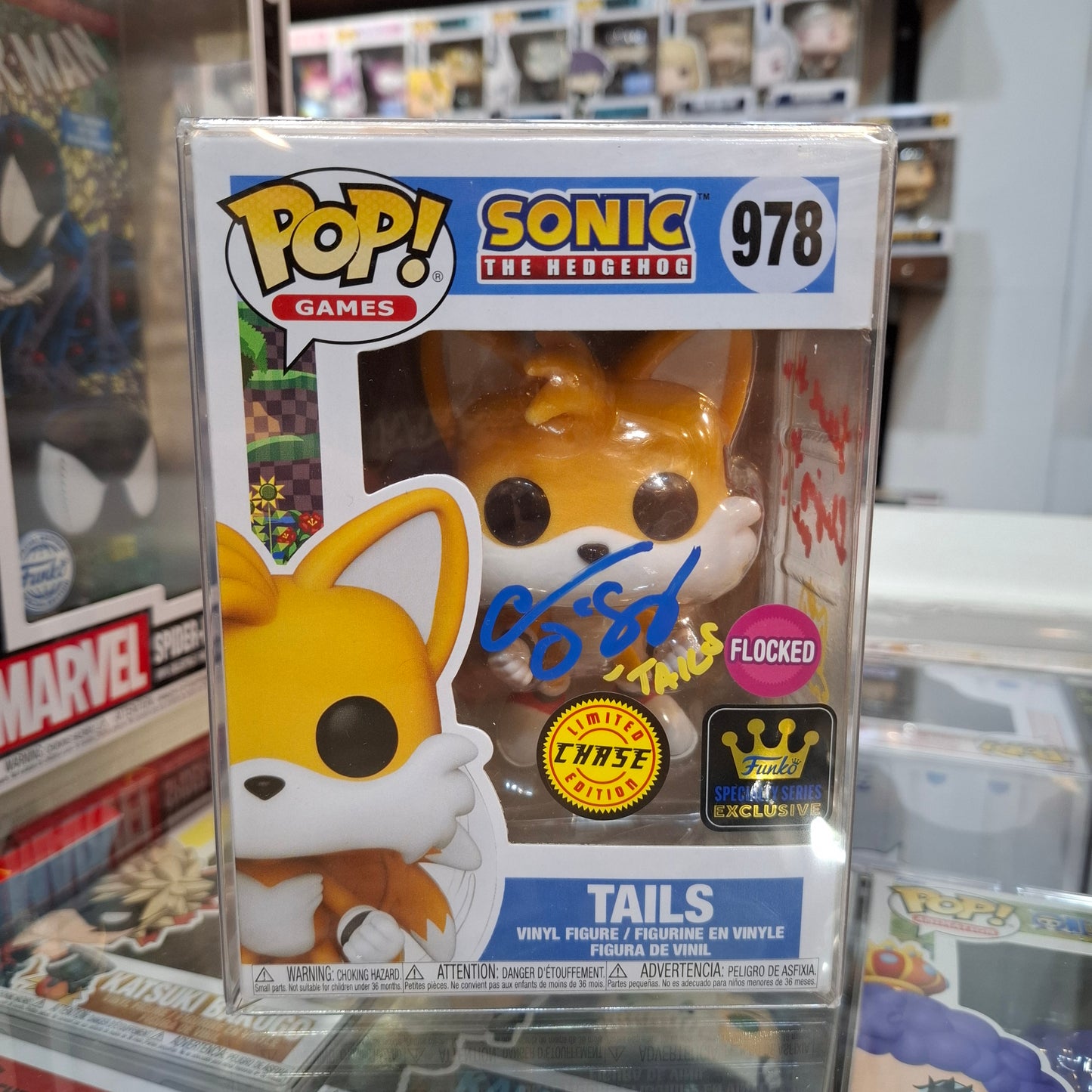 Sonic the Hedgehog - Tails Signed by Colleen O'Shaughnessey [Flocked Chase Exclusive] #978