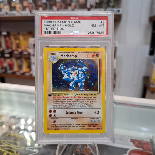 Pokemon TCG - 1999 1st Edition Machamp Holo [PSA 8 Old Slab]